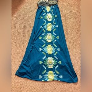 Teal & green maxi dress